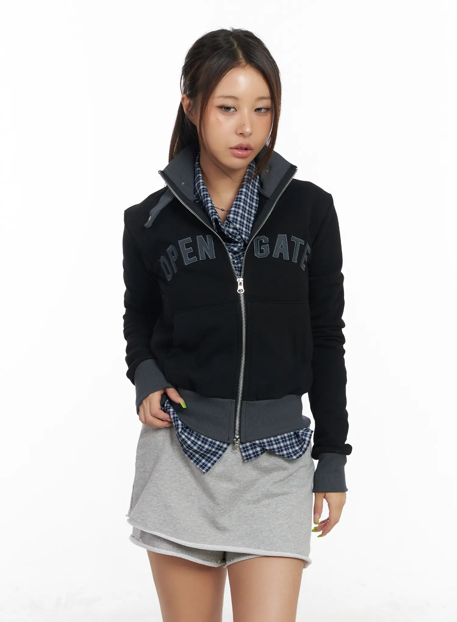 Graphic Print Slim-Fit Zip-Up Cardigan CM520 - Image 7