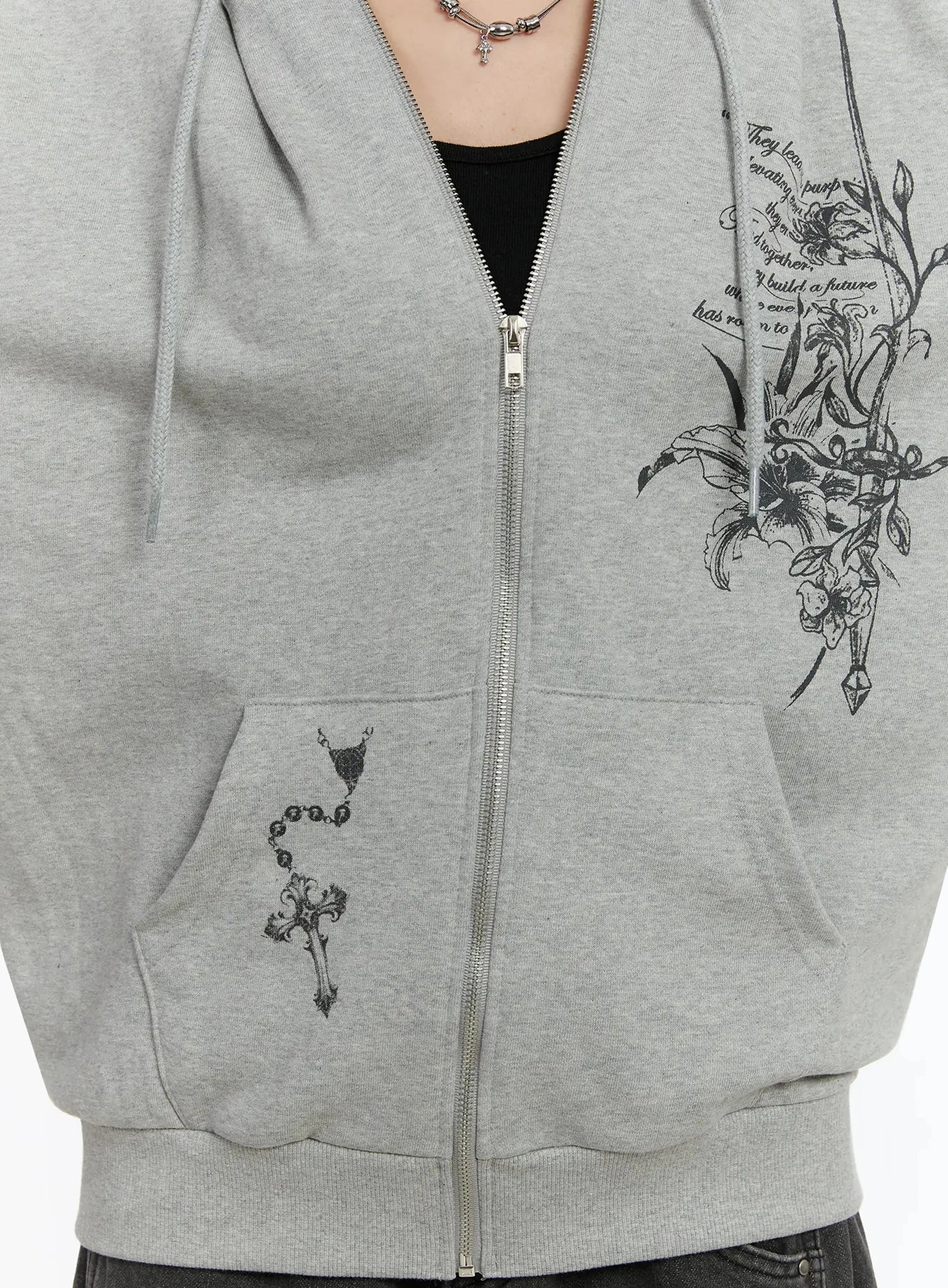Graphic Print Zip-Up Hoodie IM509 - Image 5