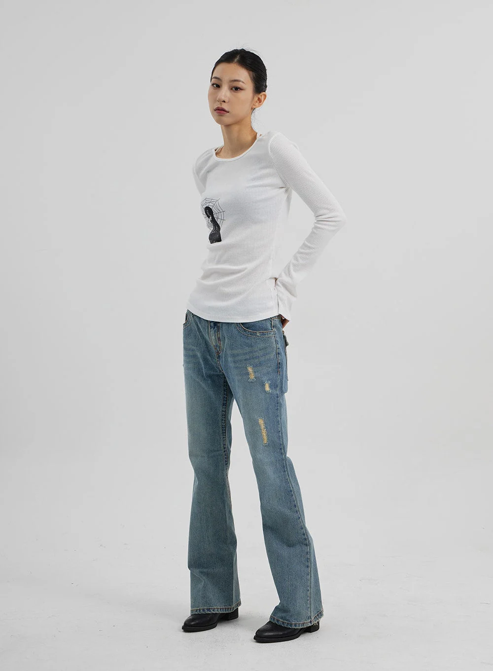 Graphic Ribbed Knit Top CF309 - Image 8
