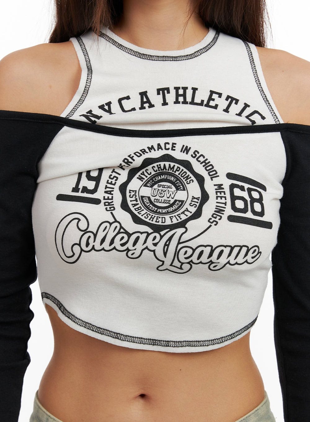 Graphic Stitch Crop Top CA430 - Image 5