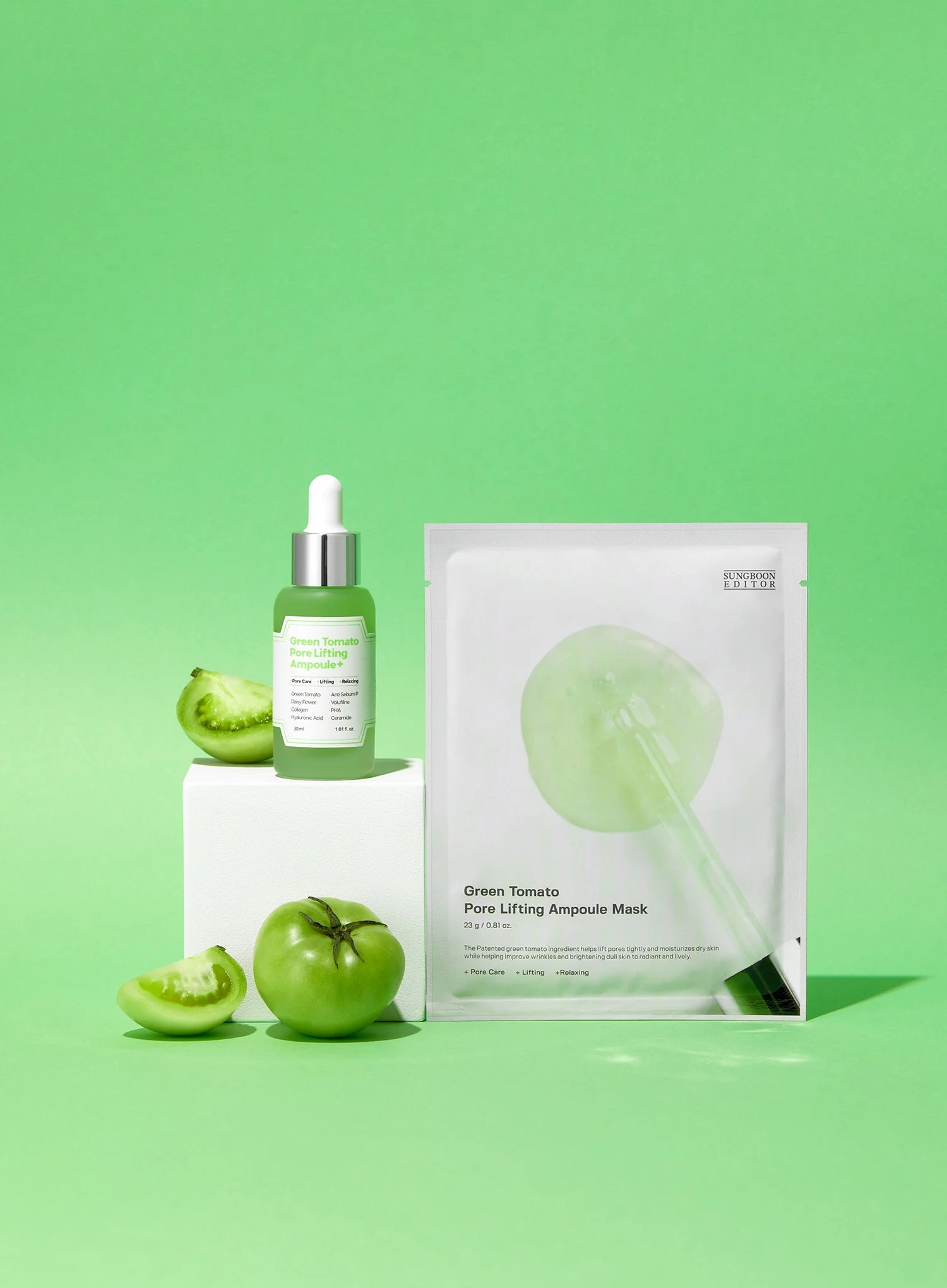 Green Tomato Pore Lifting Ampoule Mask (23g, 1ea) - Image 2