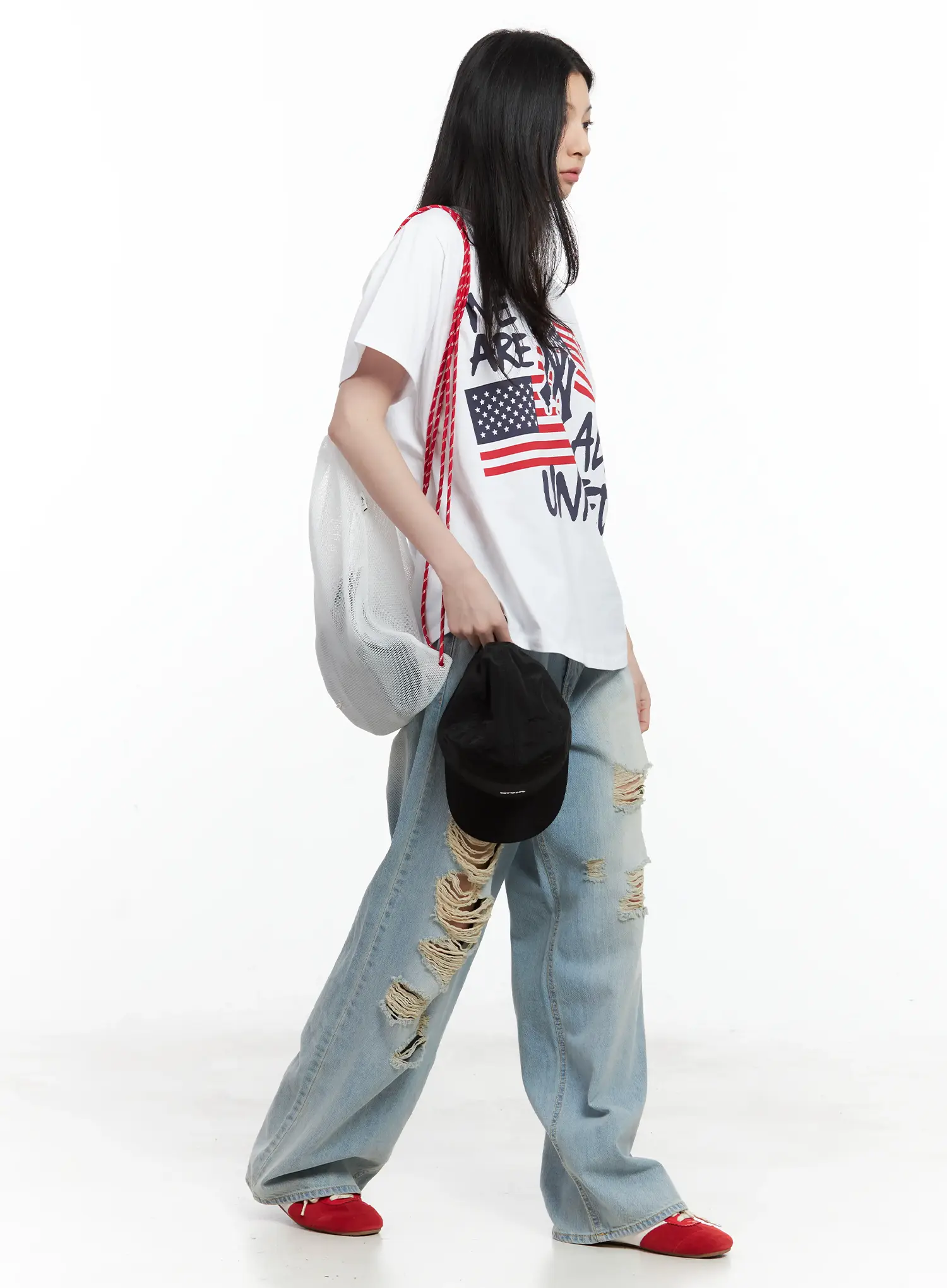 Gyuri Dirty-Wash Distressed Wide Jeans CU530 - Image 9