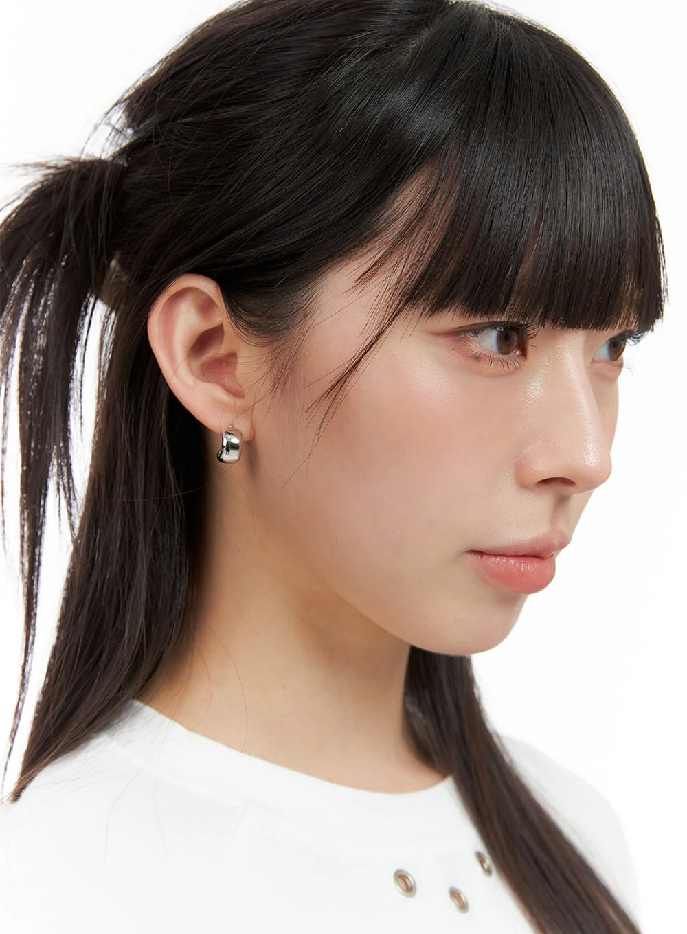 Half Bold Ring Earrings IG406 - Image 3
