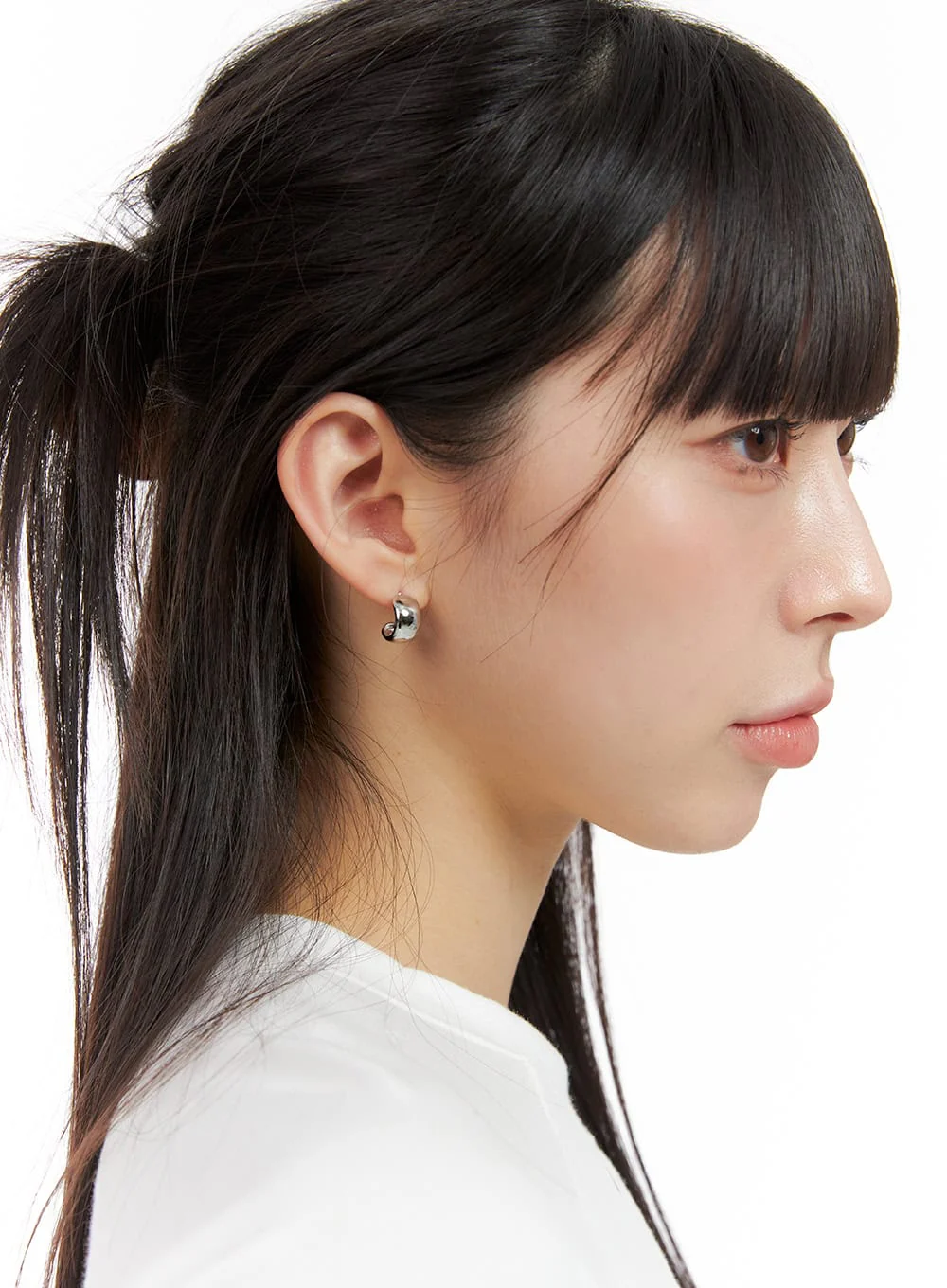 Half Bold Ring Earrings IG406 - Image 4