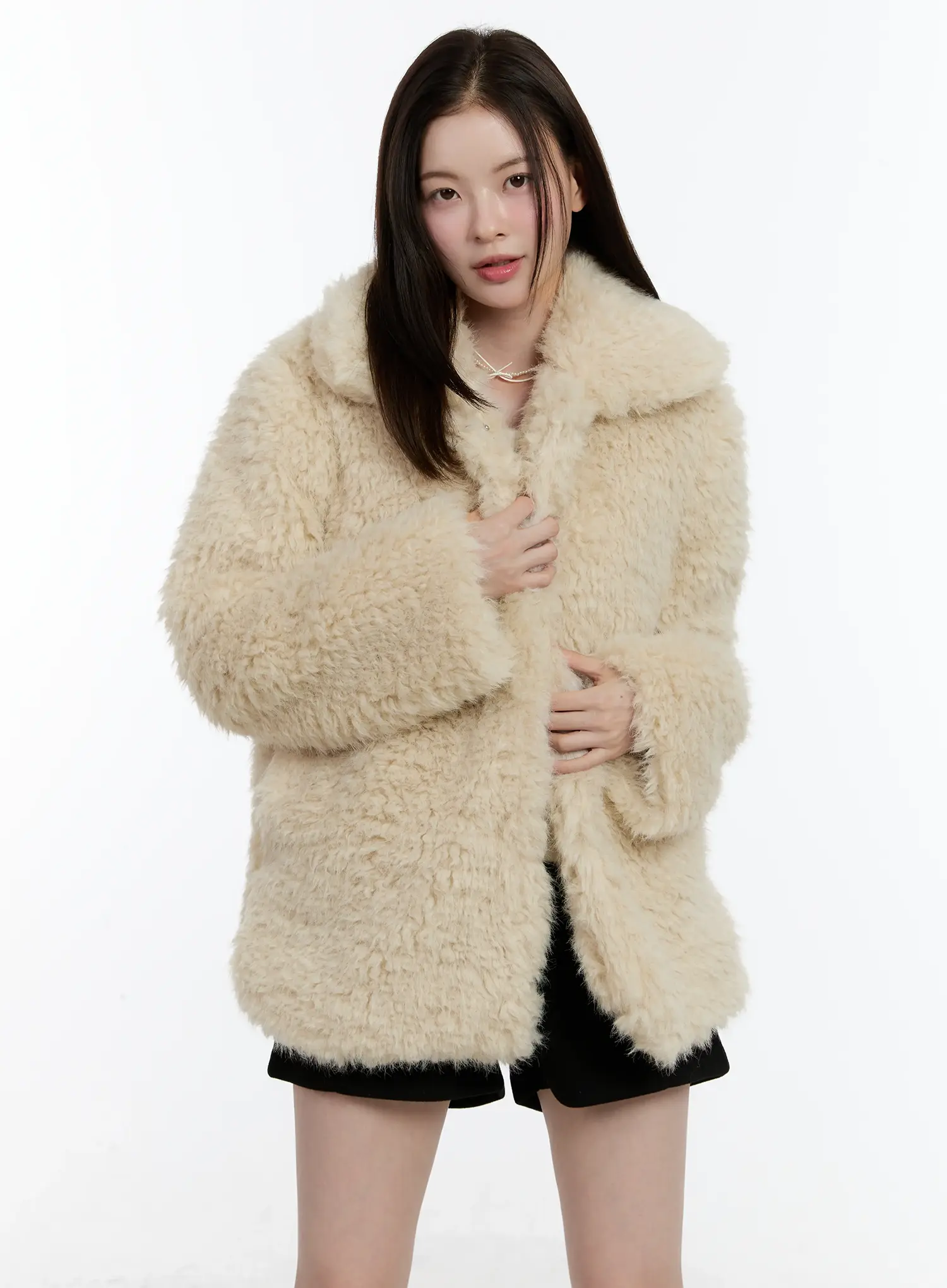 Half-Length Snap Button Faux Fur Jacket ID510 - Image 2