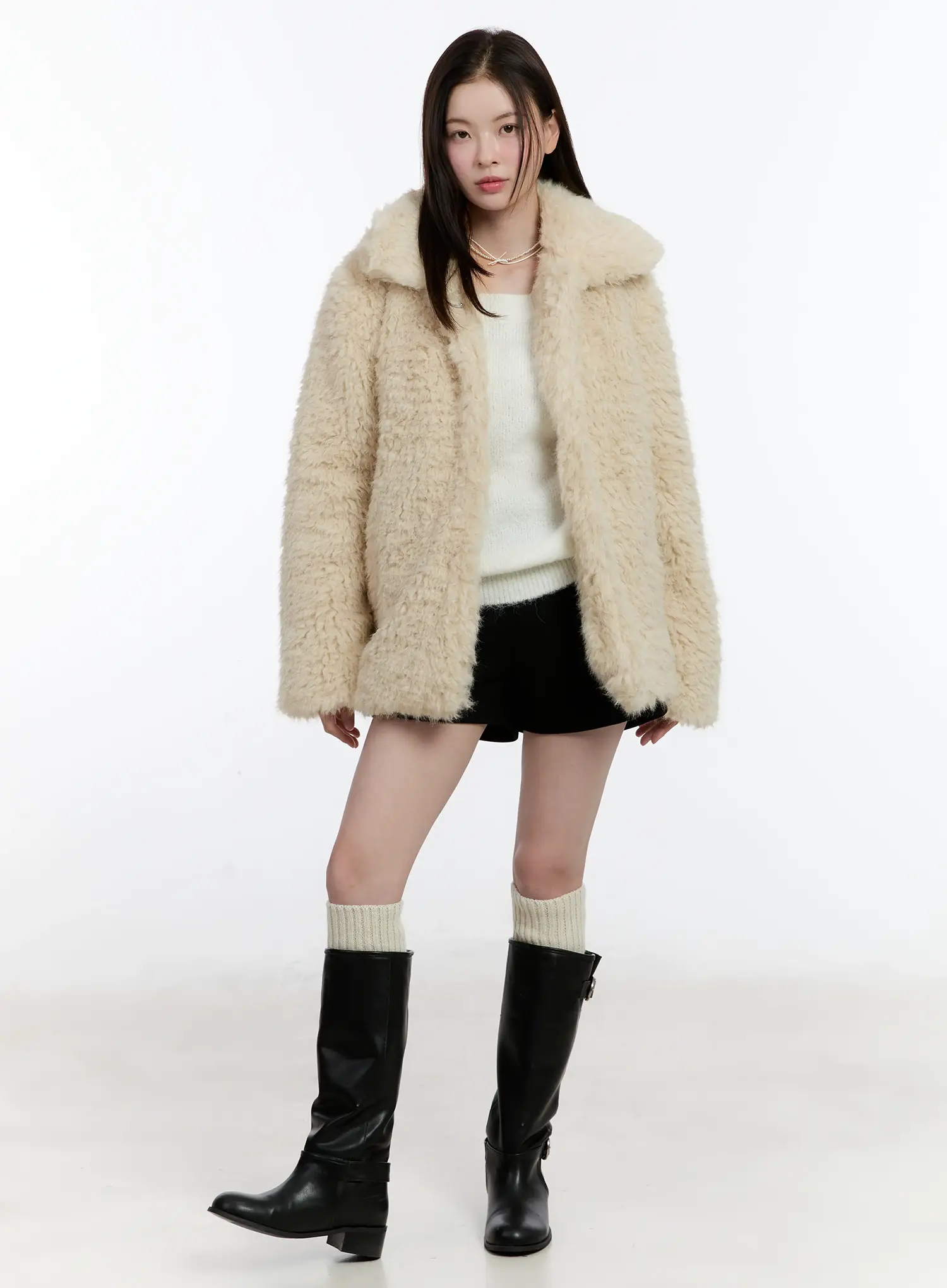 Half-Length Snap Button Faux Fur Jacket ID510 - Image 5