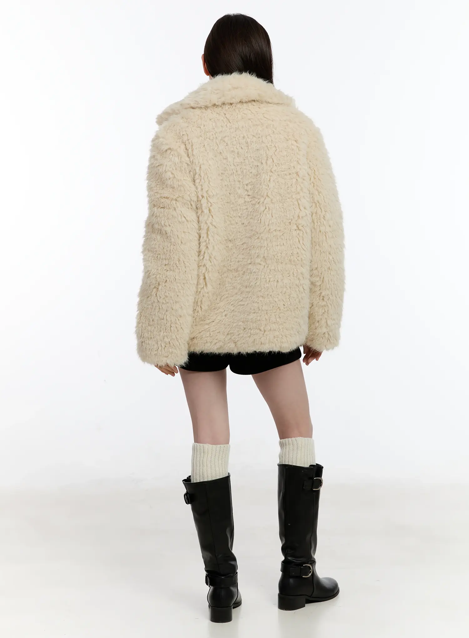 Half-Length Snap Button Faux Fur Jacket ID510 - Image 7