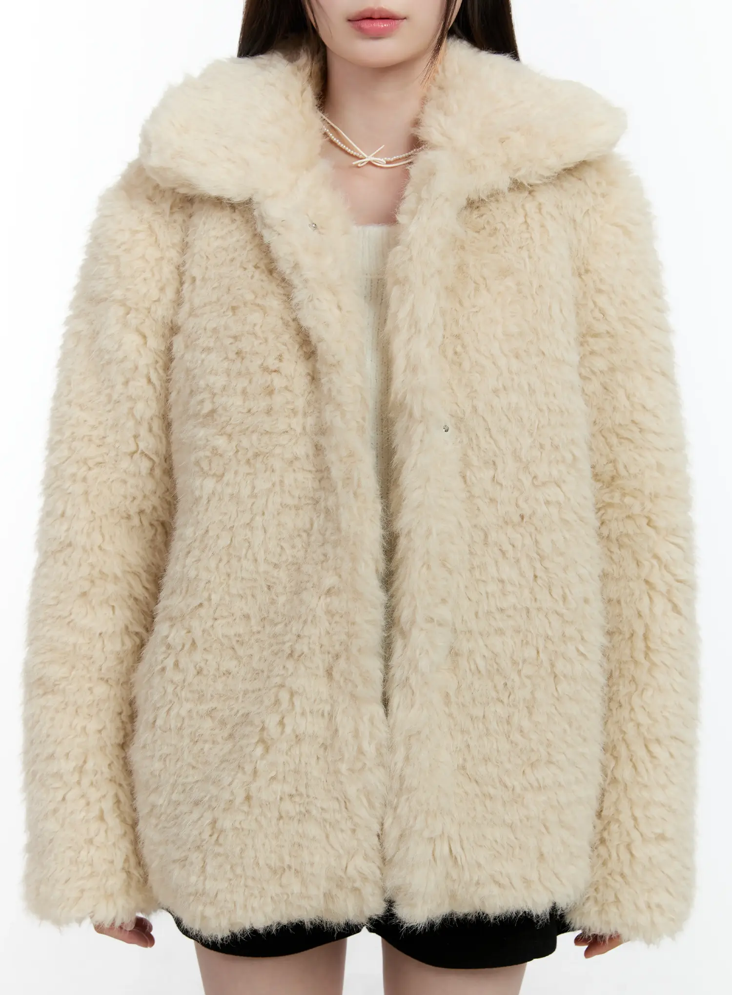 Half-Length Snap Button Faux Fur Jacket ID510 - Image 8
