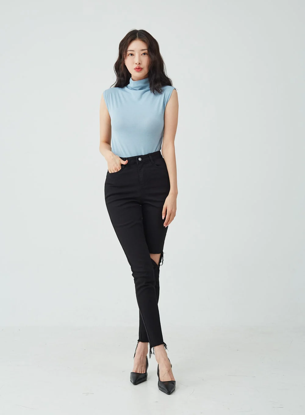 Half Neck Sleeveless T-Shirt IU26 - Image 5