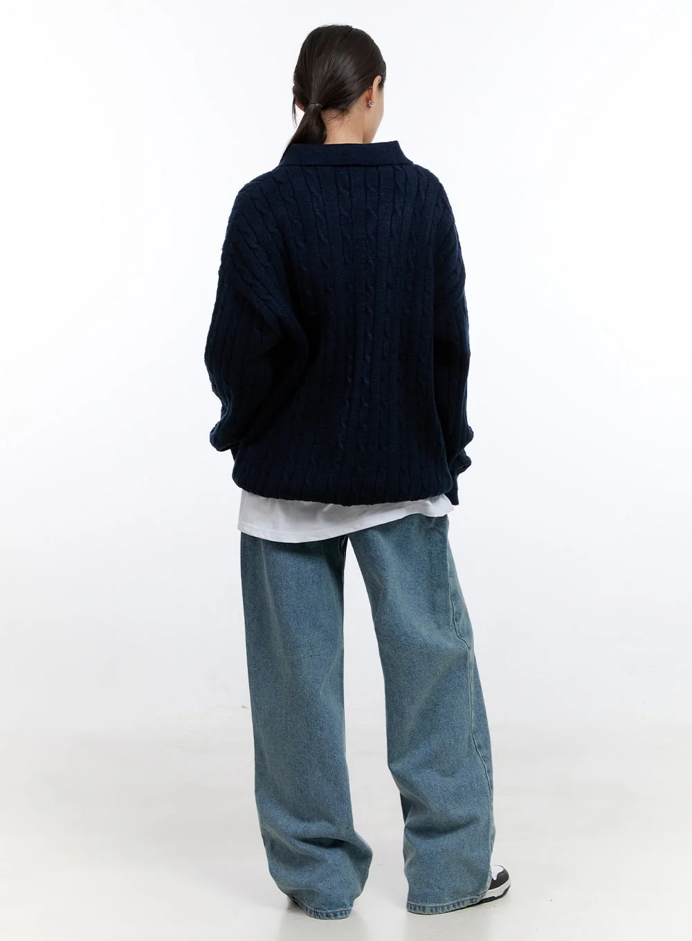 Half-Zip Cable Knit Sweater CO431 - Image 4
