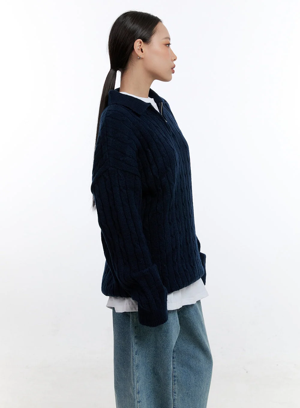 Half-Zip Cable Knit Sweater CO431 - Image 5