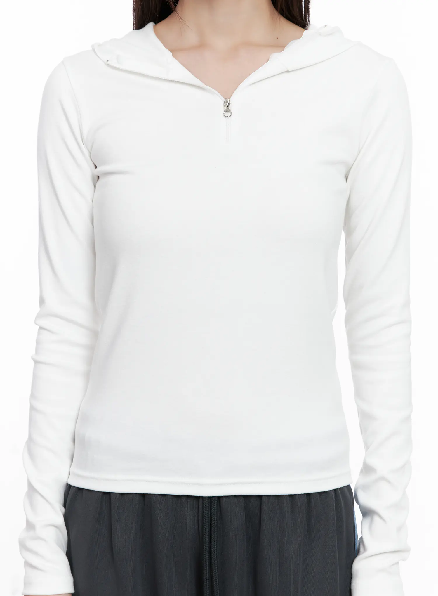 Half-Zip Hoodie Long Sleeve Top CG519 - Image 5