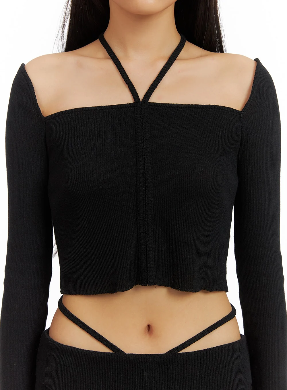 Halter Crop Long Sleeve Top IA417 - Image 3
