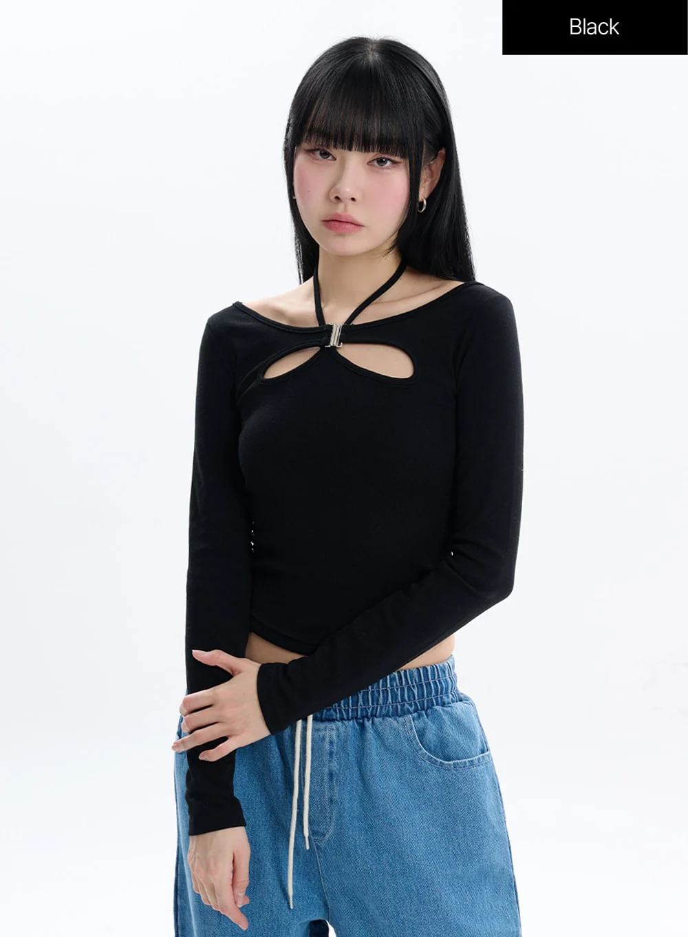 Halter Cut Out Crop Long Sleeve IF413 - Image 10