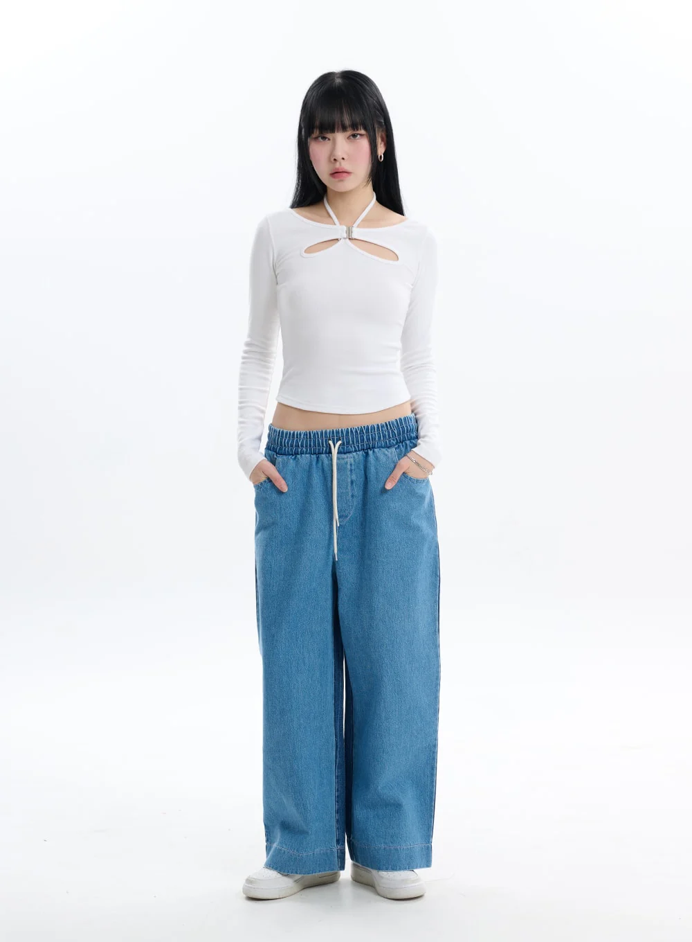 Halter Cut Out Crop Long Sleeve IF413 - Image 3