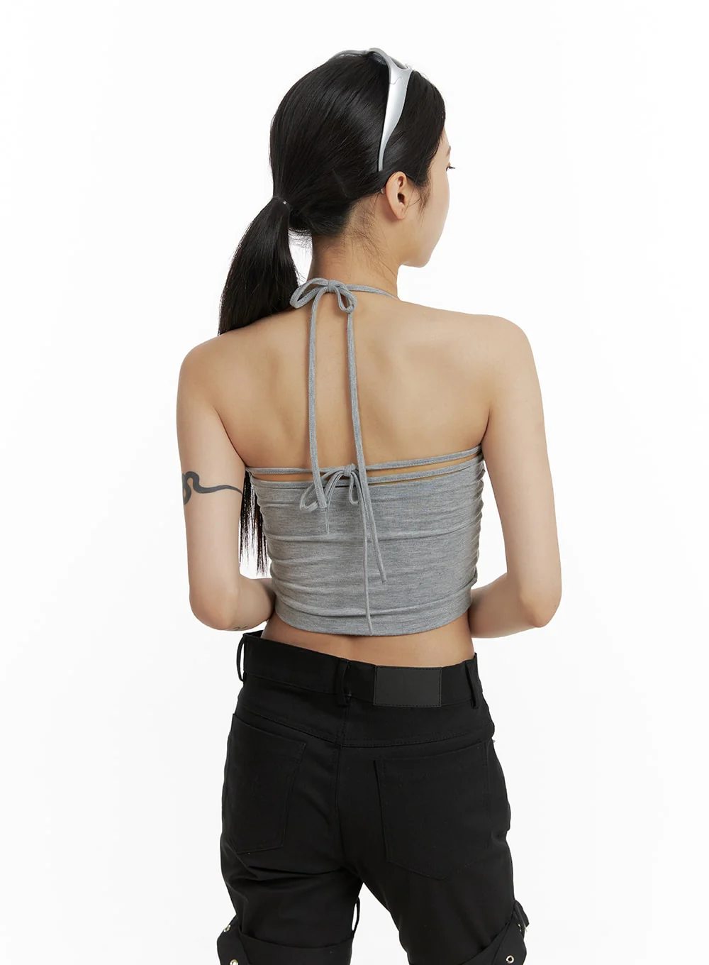 Halter Neck Shirred Crop Tank Top CF429 - Image 5