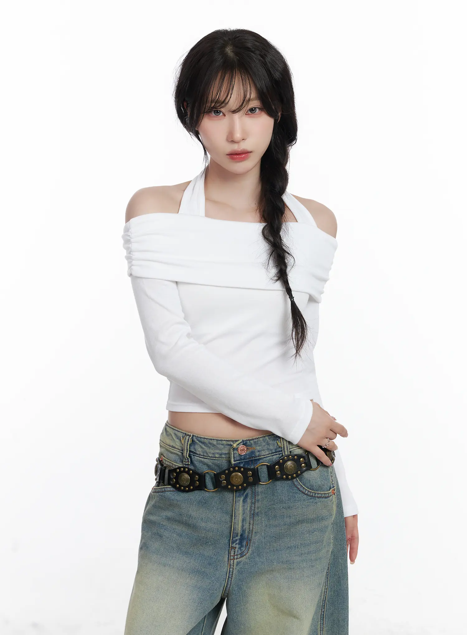 Halter Shirred Off-Shoulder Top CJ526 - Image 11