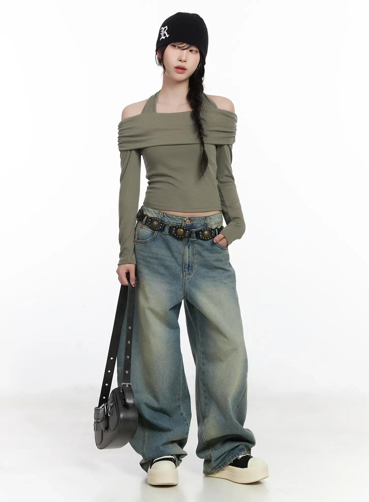 Halter Shirred Off-Shoulder Top CJ526 - Image 2