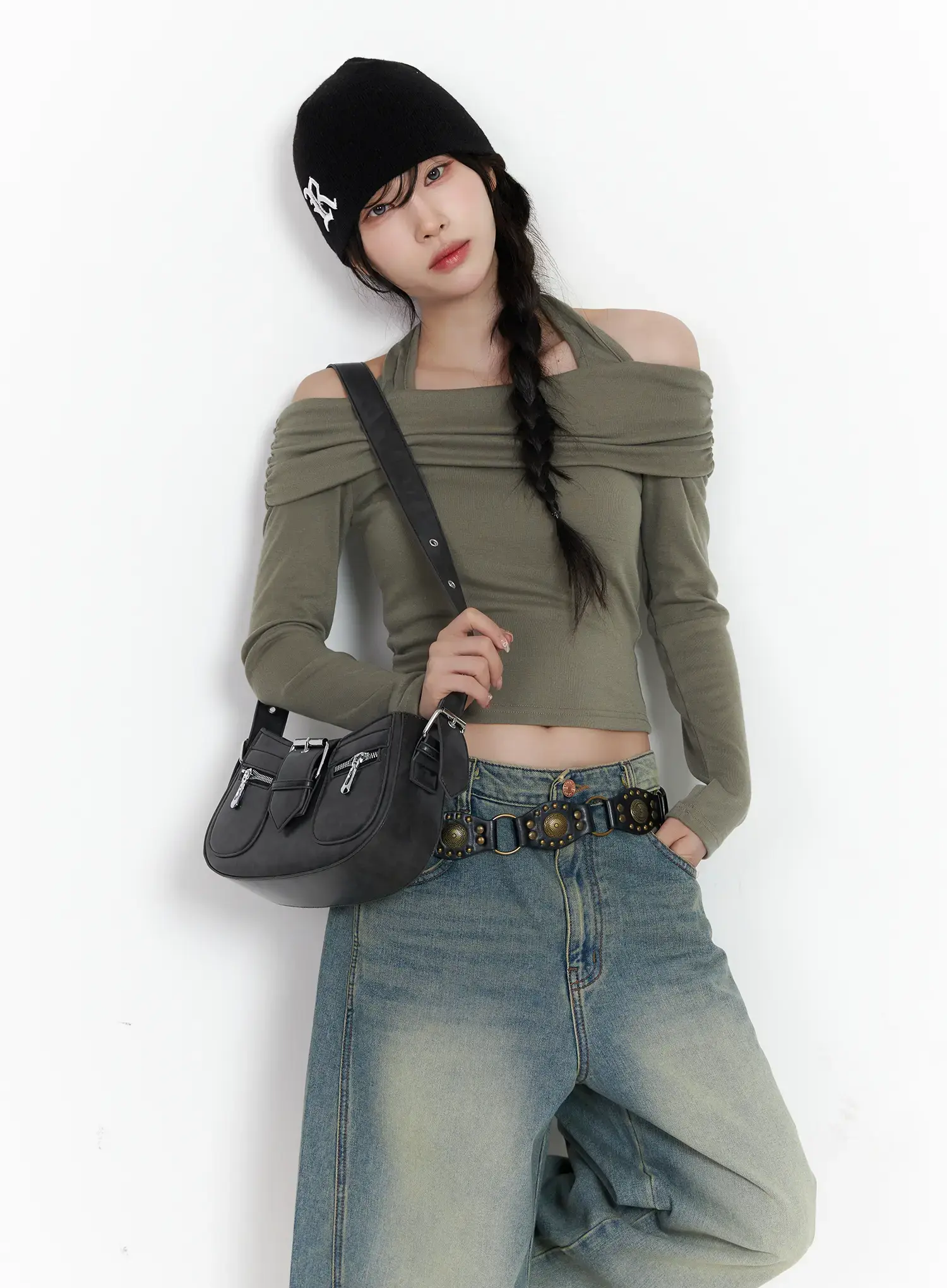 Halter Shirred Off-Shoulder Top CJ526 - Image 6