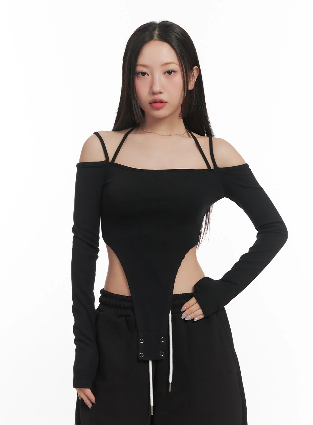 Halter String Cut-Out Bodysuit Top CF525 - Image 11