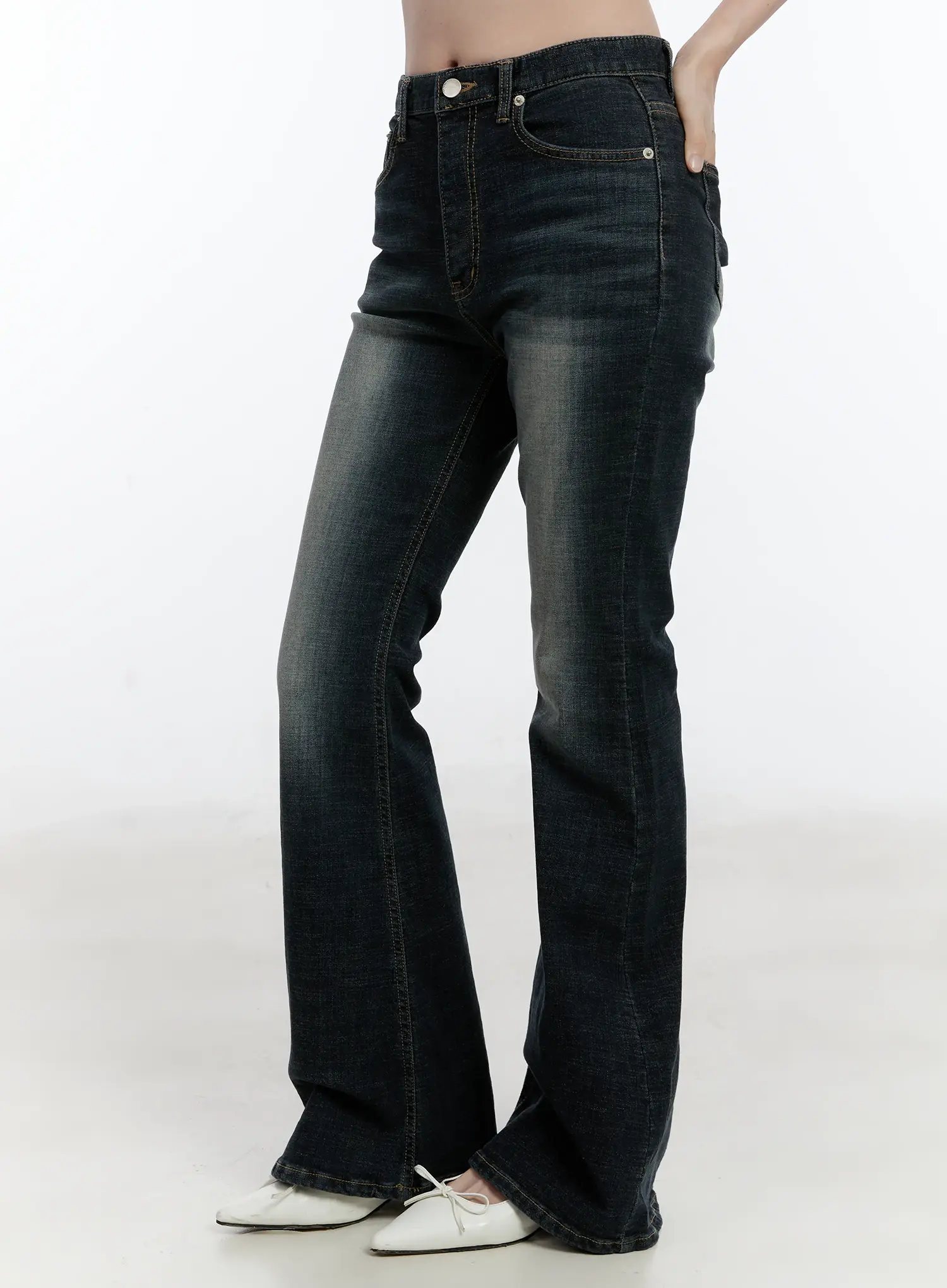 Hannah Washed Fleece-Lined Bootcut Jeans ID510 - Image 5