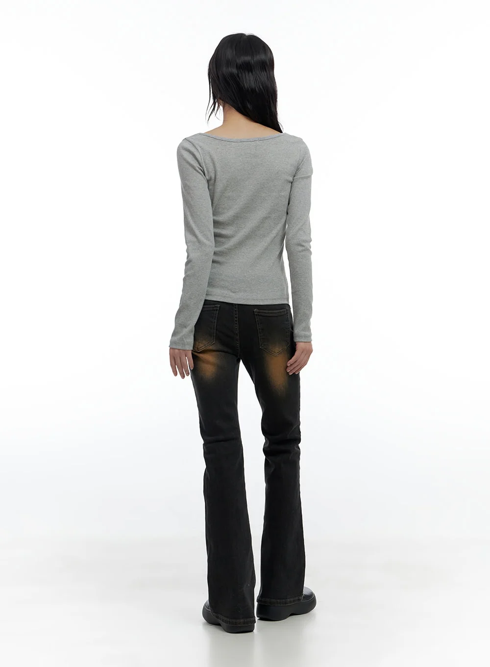 Harley Slim Washed Denim Bootcut Jeans CS420 - Image 5