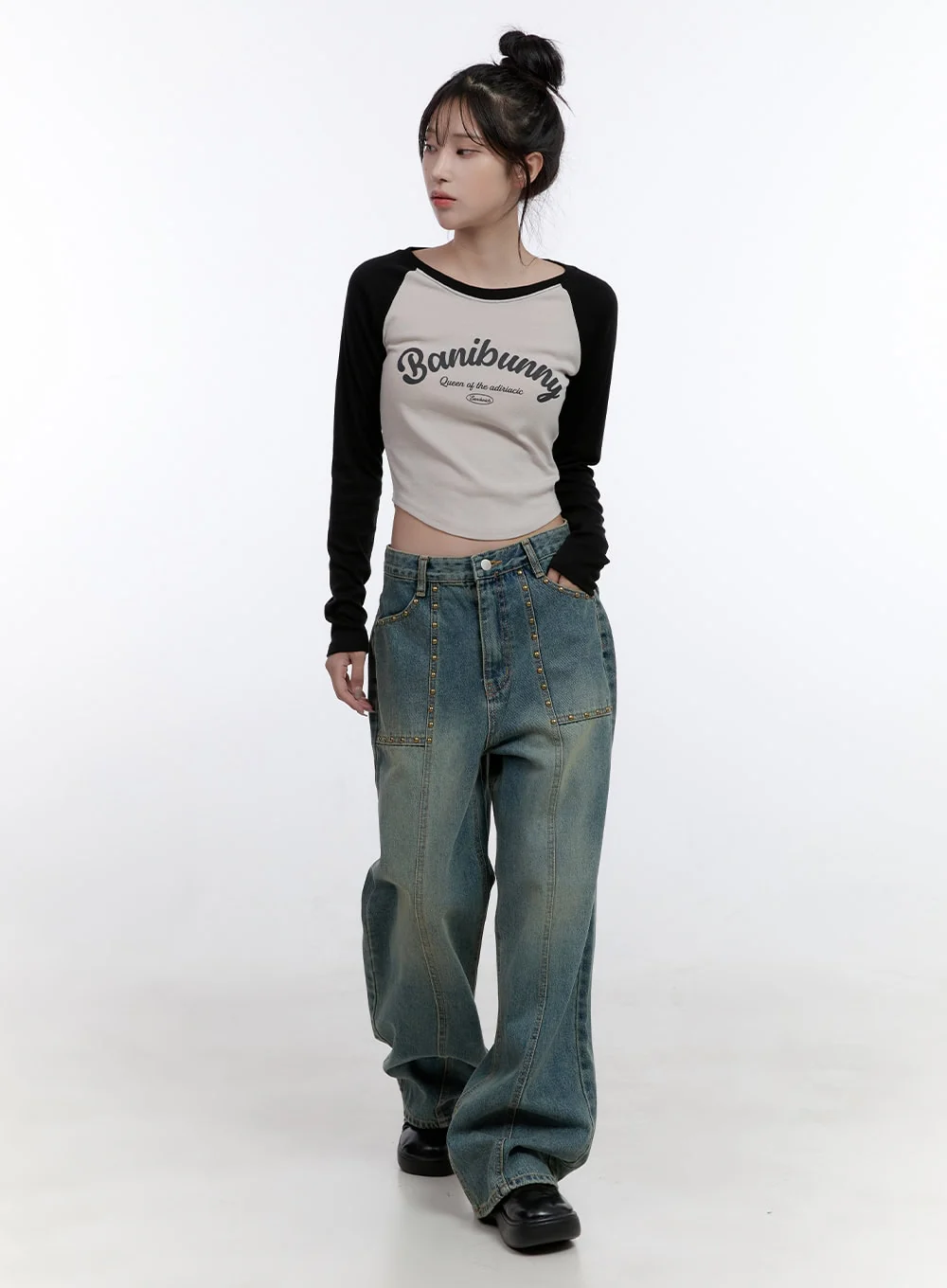 Harper Studded Wide Leg Denim Jeans CO418 - Image 2