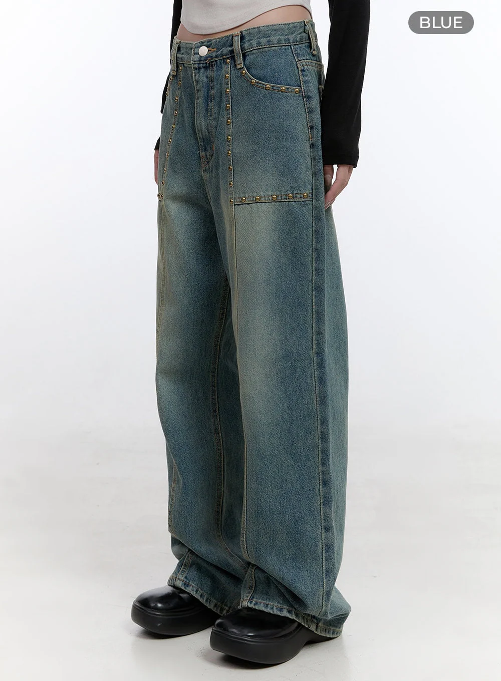 Harper Studded Wide Leg Denim Jeans CO418 - Image 8