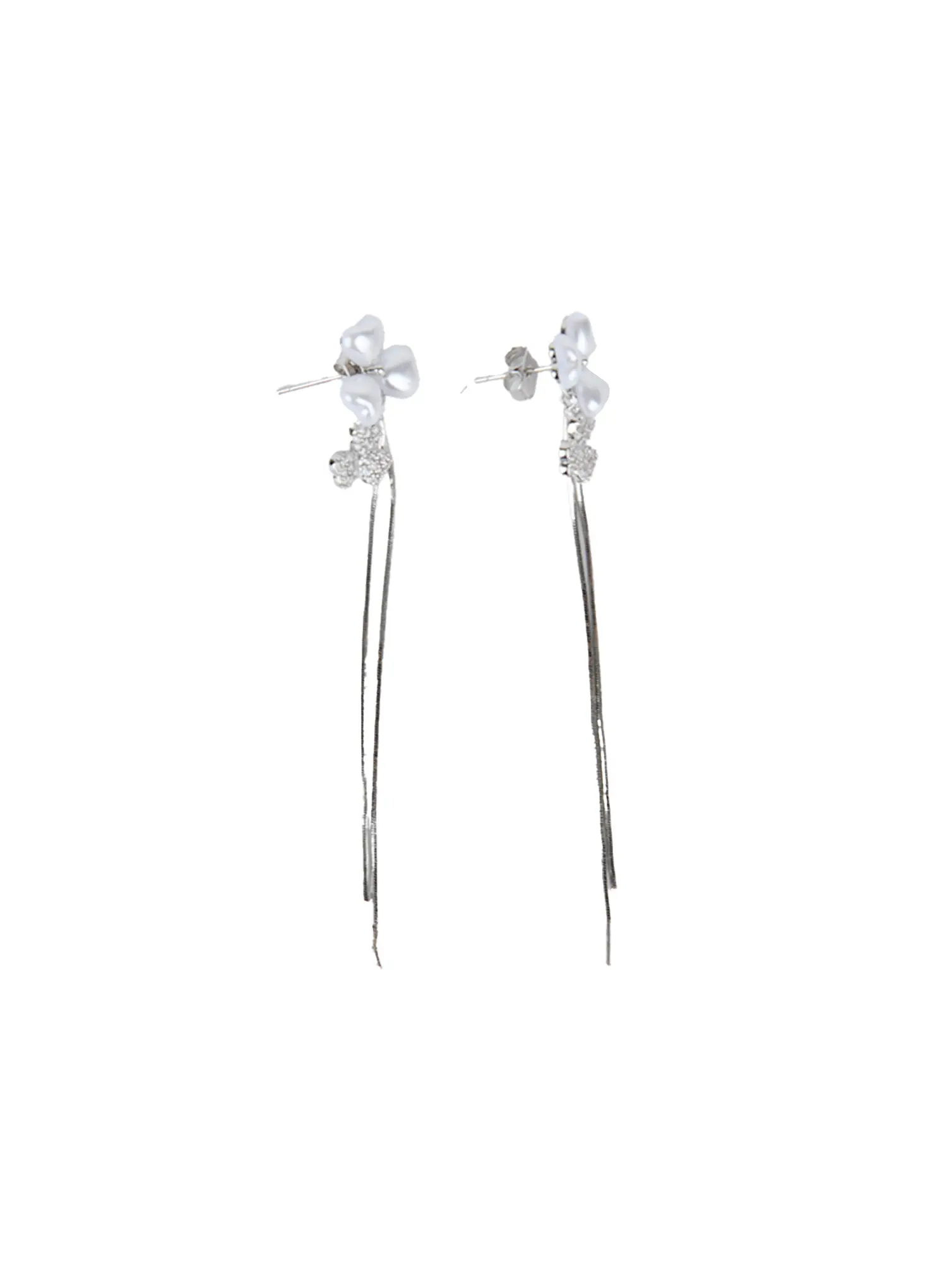 Heart Faux-Pearl Clover Drop Earrings CG514 - Image 6