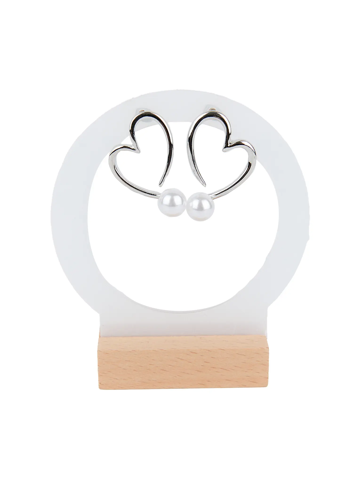 Heart Faux Pearl Drop Earrings CG521 - Image 4