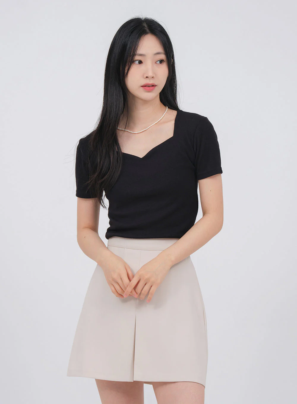 Heart Neck Short Sleeve T Shirt U1502 - Image 3
