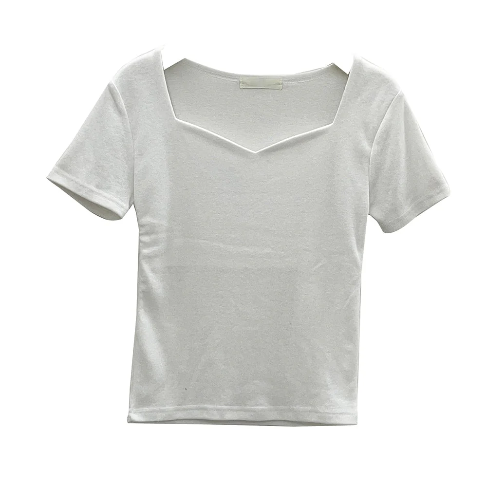 Heart Neck Short Sleeve T Shirt U1502 - Image 6