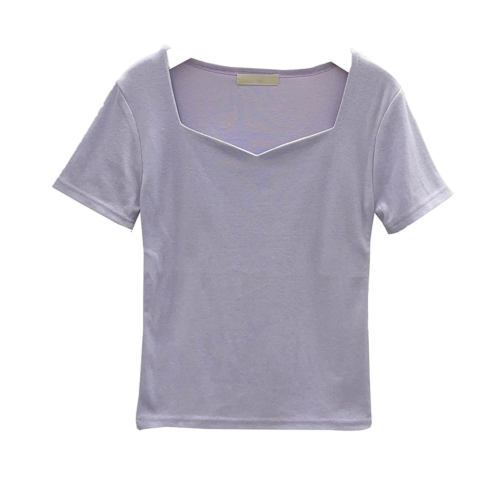 Heart Neck Short Sleeve T Shirt U1502 - Image 8