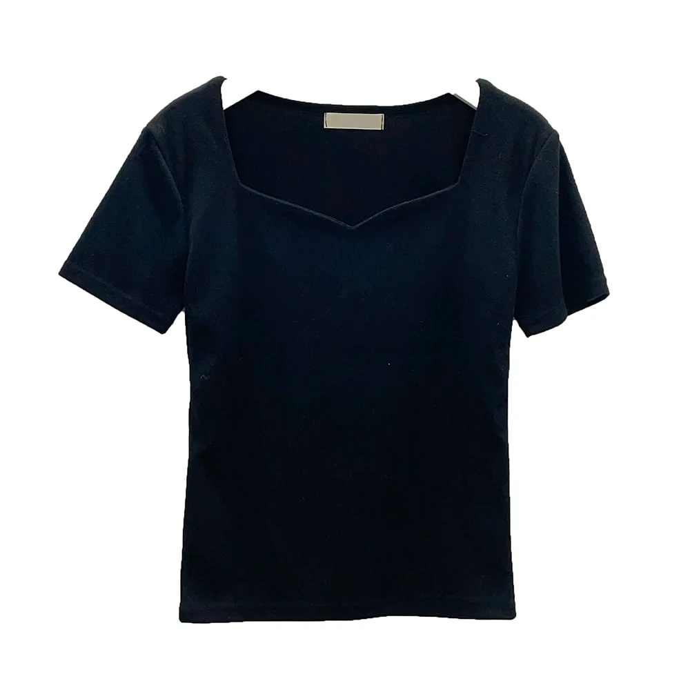 Heart Neck Short Sleeve T Shirt U1502 - Image 9