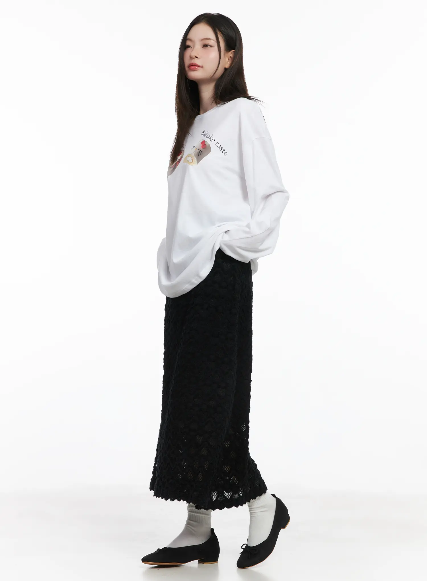Heart Pattern Sheer Maxi Skirt CJ507 - Image 4