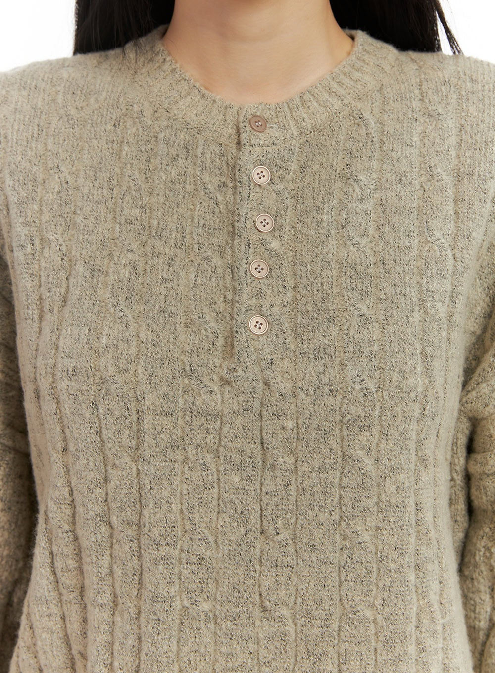 Henley Neck Long Sleeve Sweater CN416 - Image 3