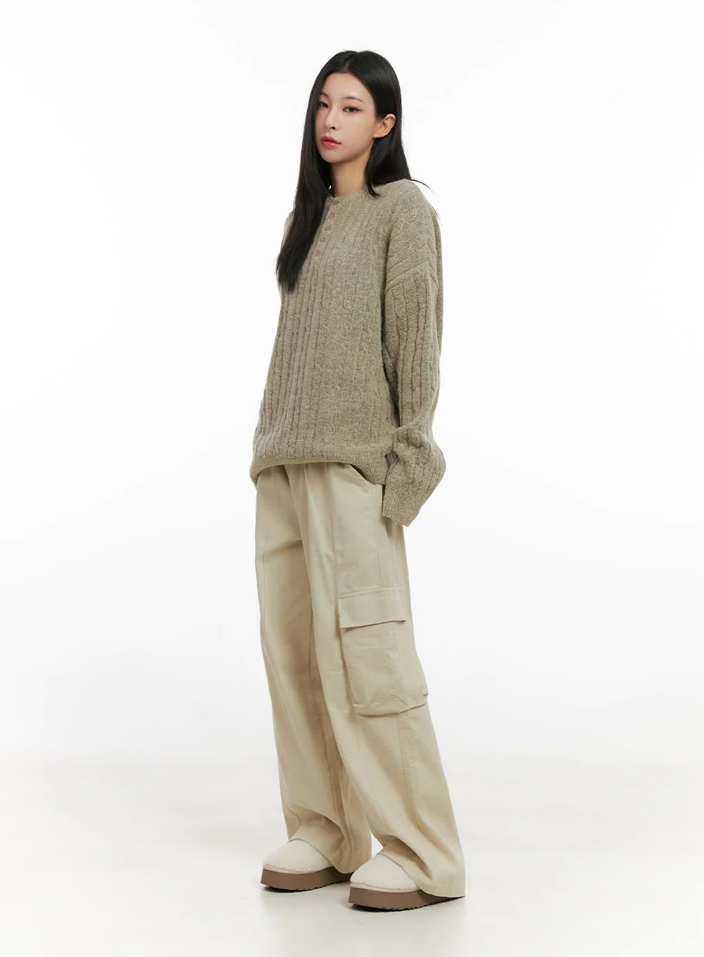 Henley Neck Long Sleeve Sweater CN416 - Image 5