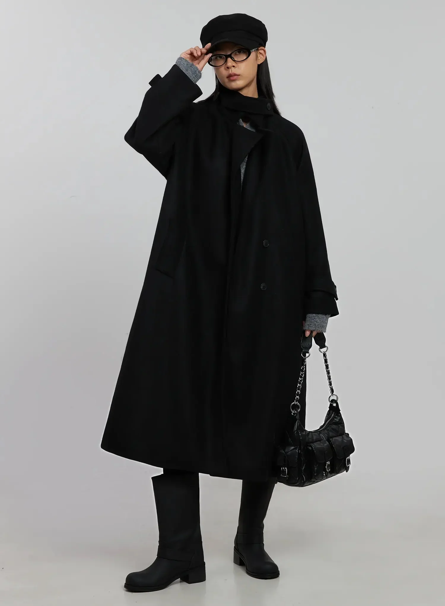 High Neck Button Coat IJ509
