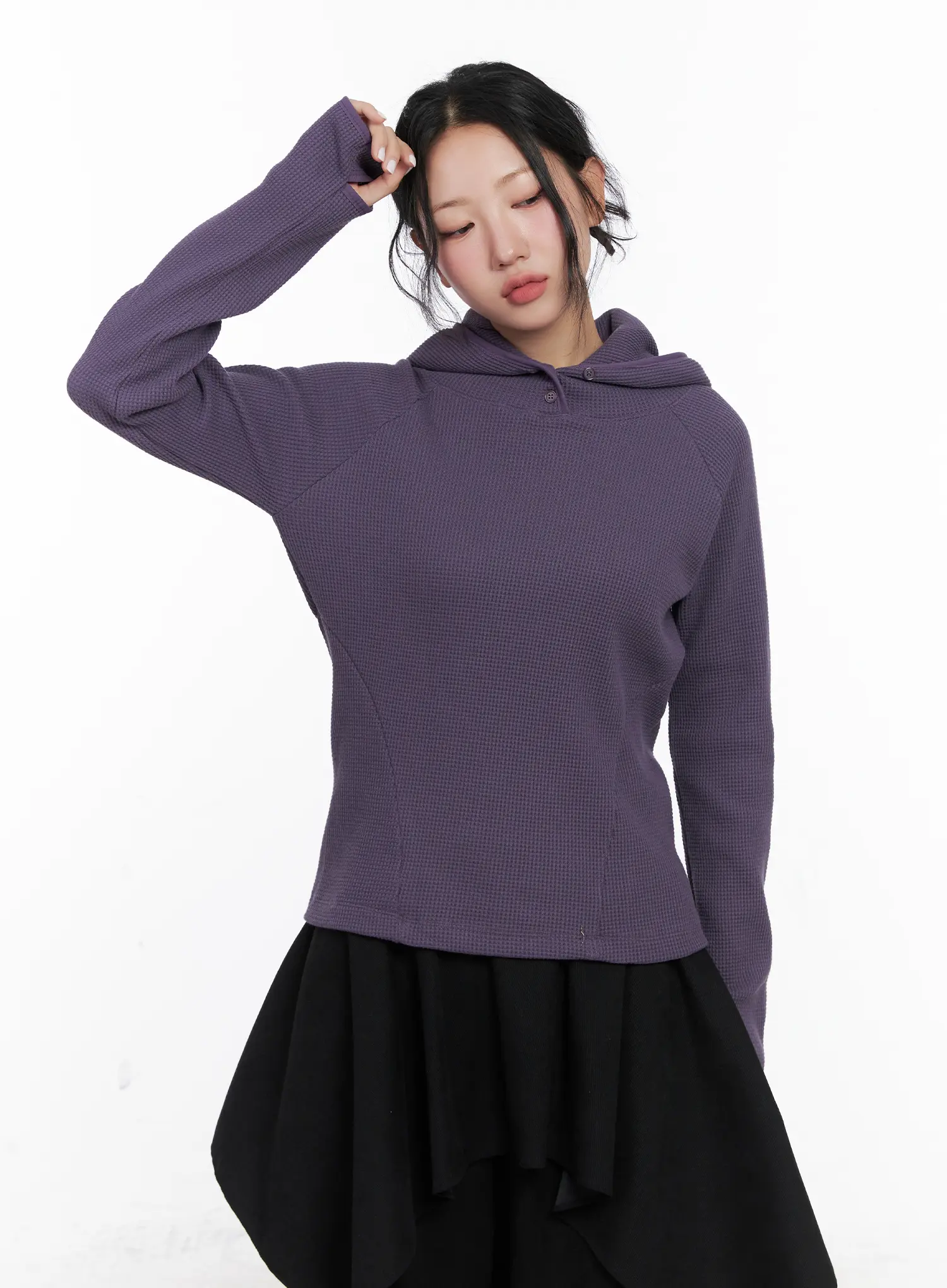 High Neck Layered Hoodie CN514 - Image 2