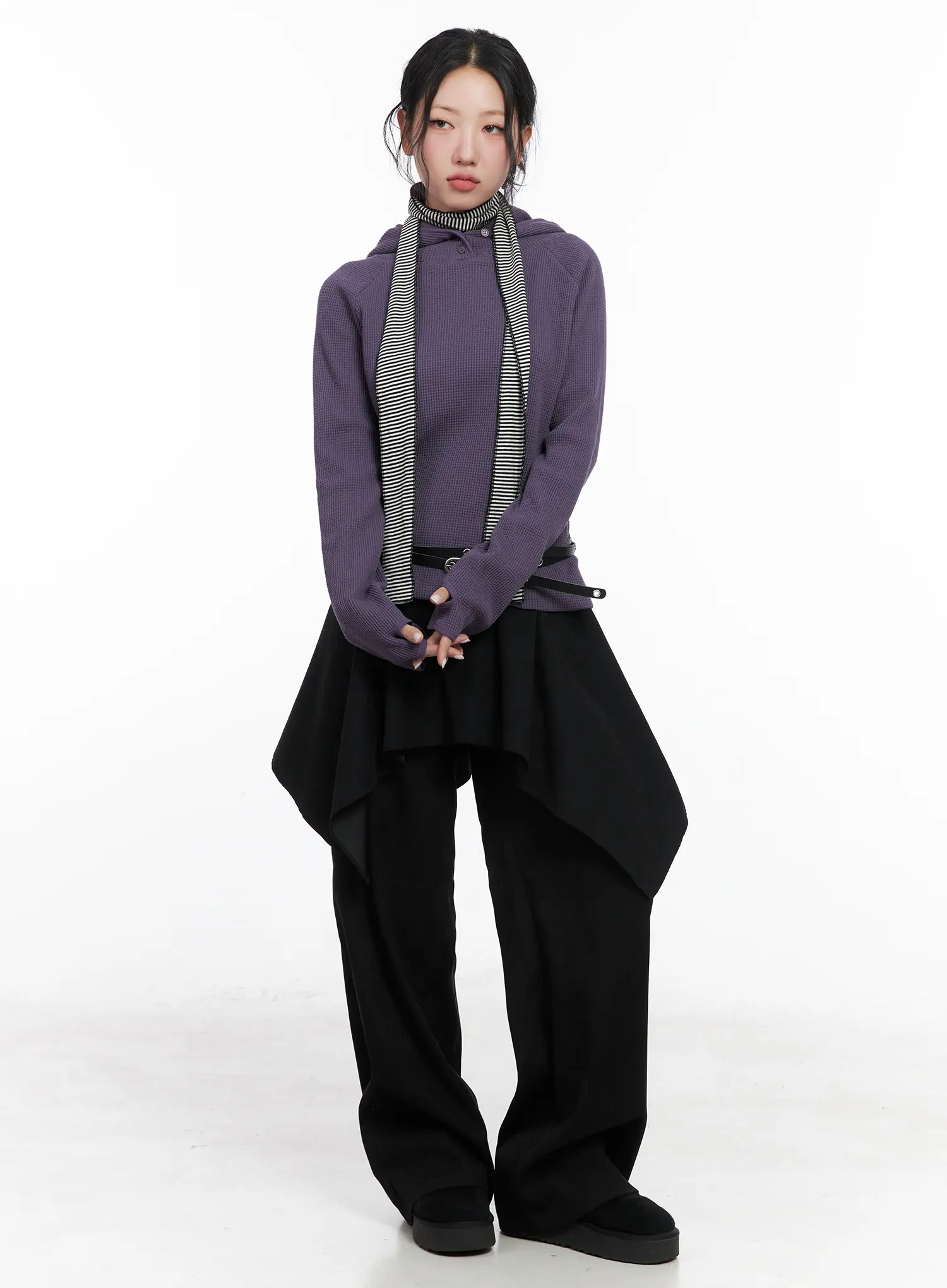 High Neck Layered Hoodie CN514 - Image 3