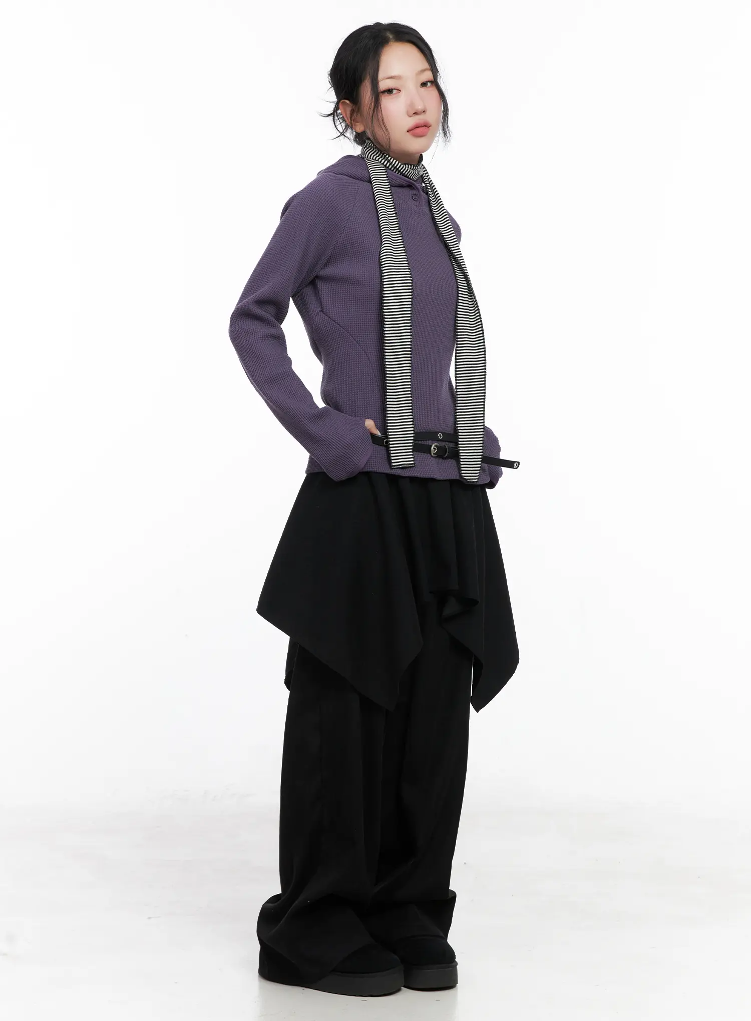 High Neck Layered Hoodie CN514 - Image 6