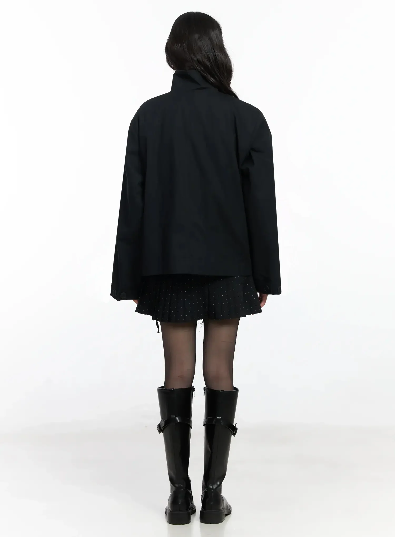 High Neck Short Trench Coat F517 - Image 12