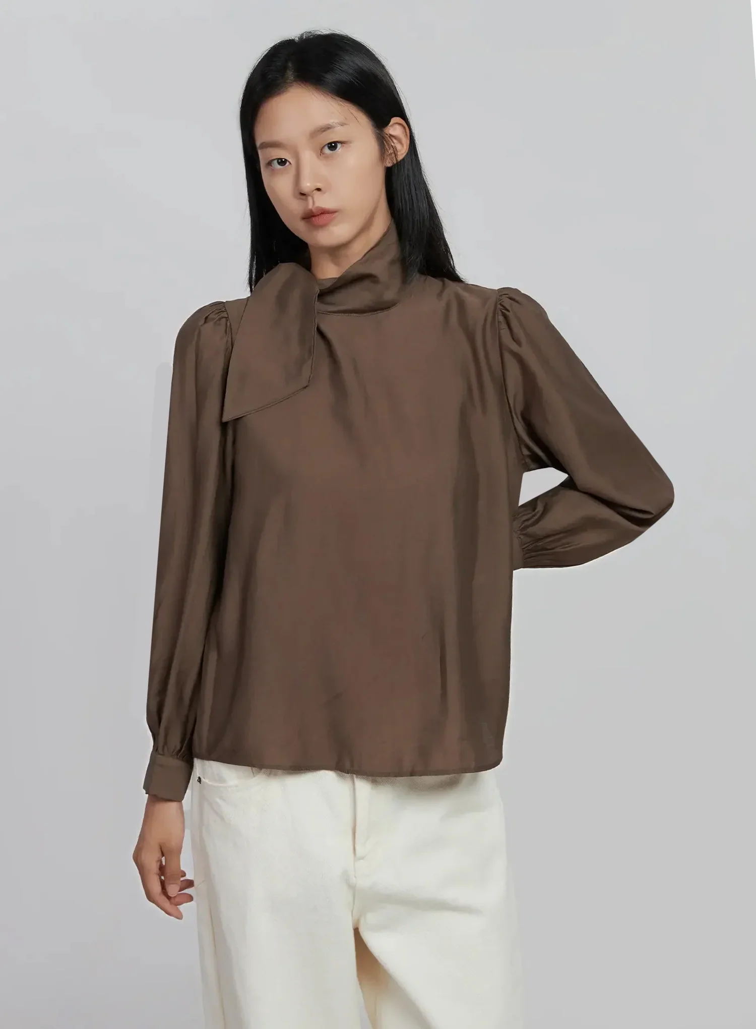 High Neck Tie Blouse ID504 - Image 15