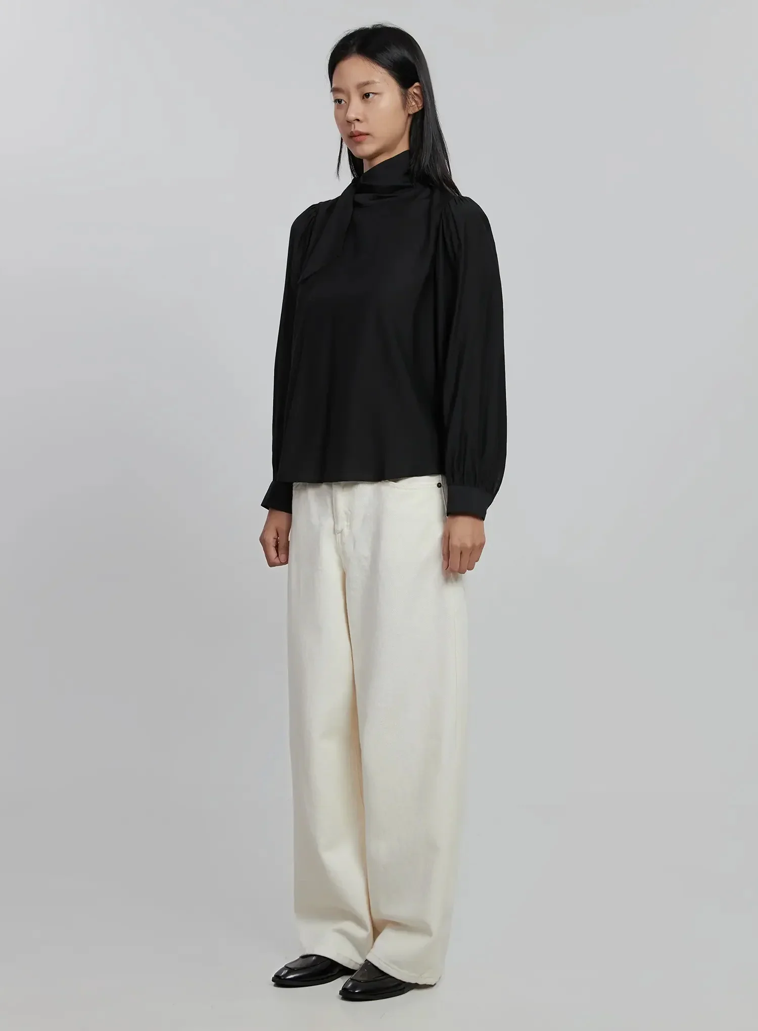 High Neck Tie Blouse ID504 - Image 9