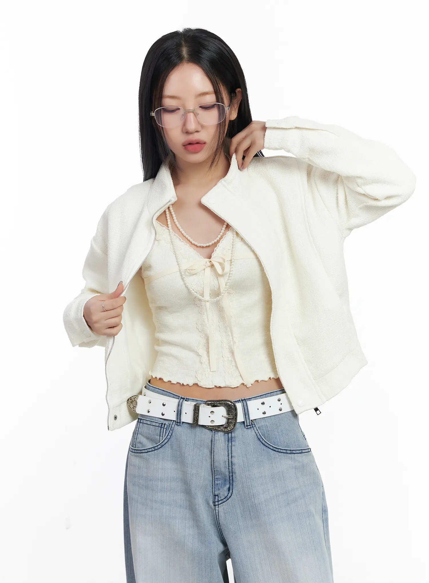 High Neck Tweed Jacket CF503 - Image 10