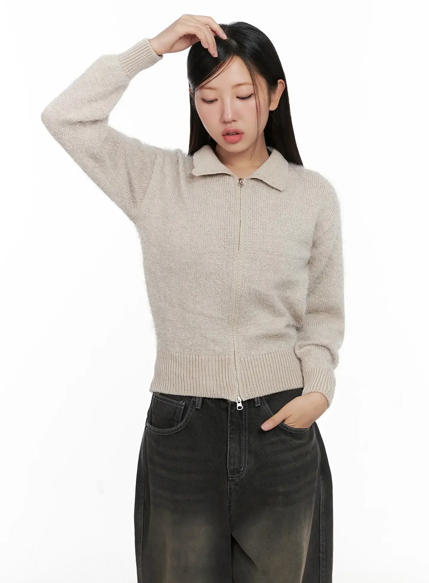 High Neck Zip Up Sweater IG527 - Image 4