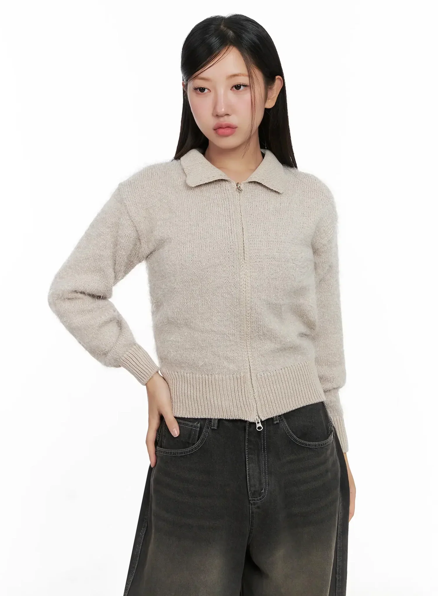 High Neck Zip Up Sweater IG527 - Image 5