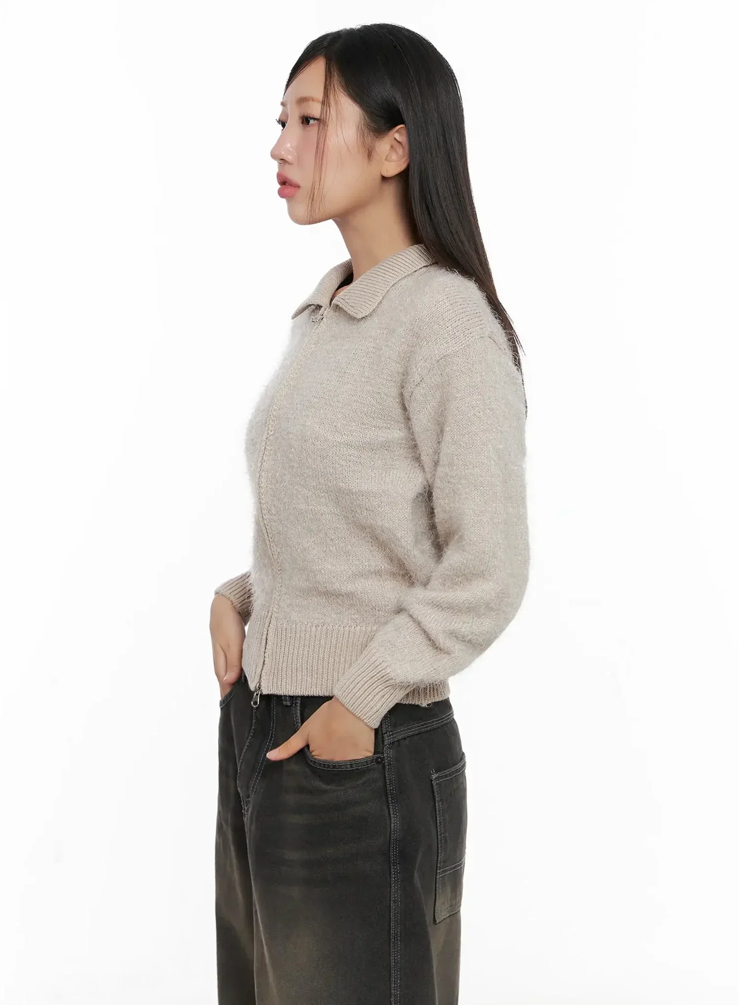 High Neck Zip Up Sweater IG527 - Image 6