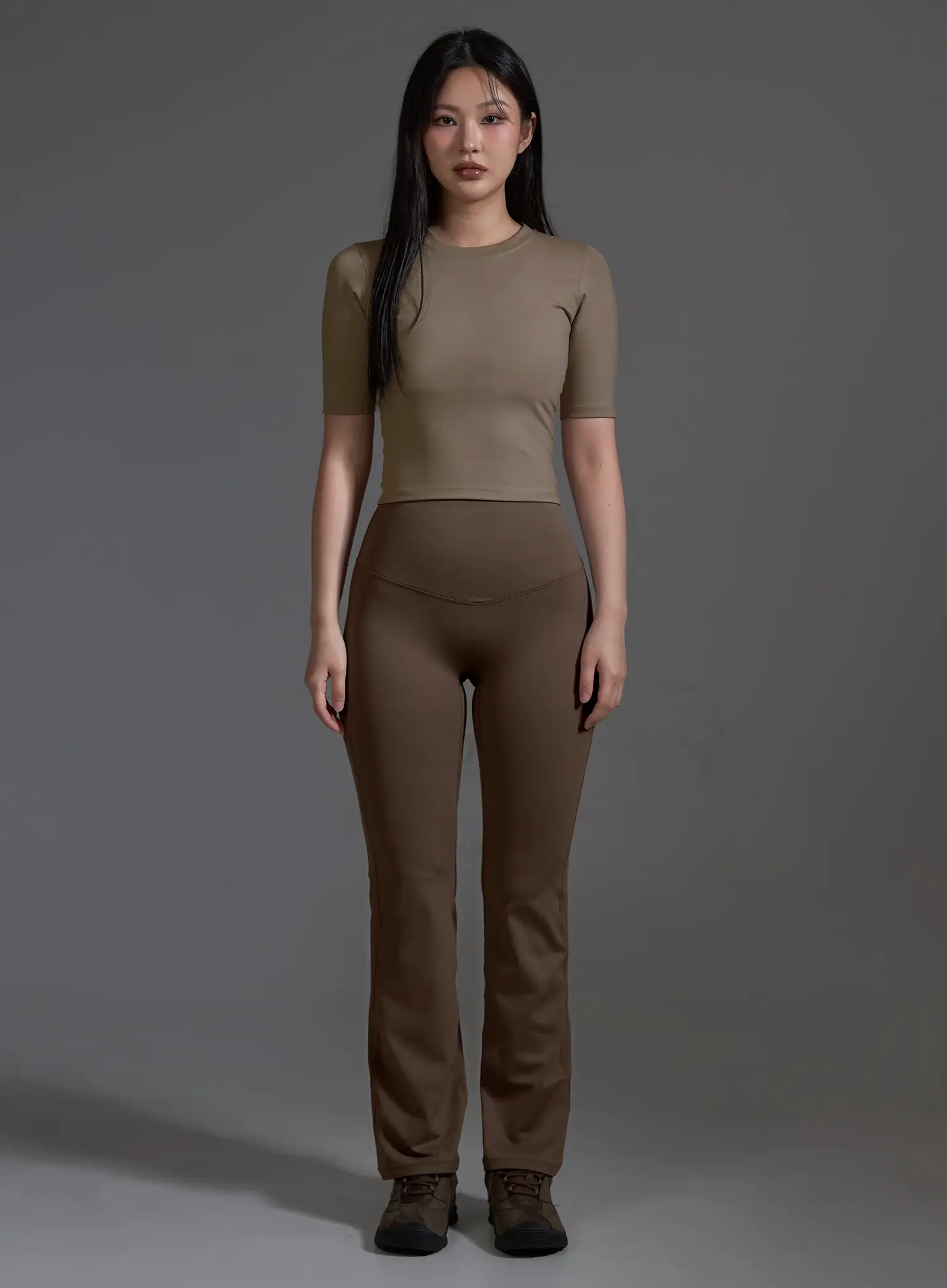 High-Waist Bootcut Flare Leggings (Brown) IO517 - Image 4