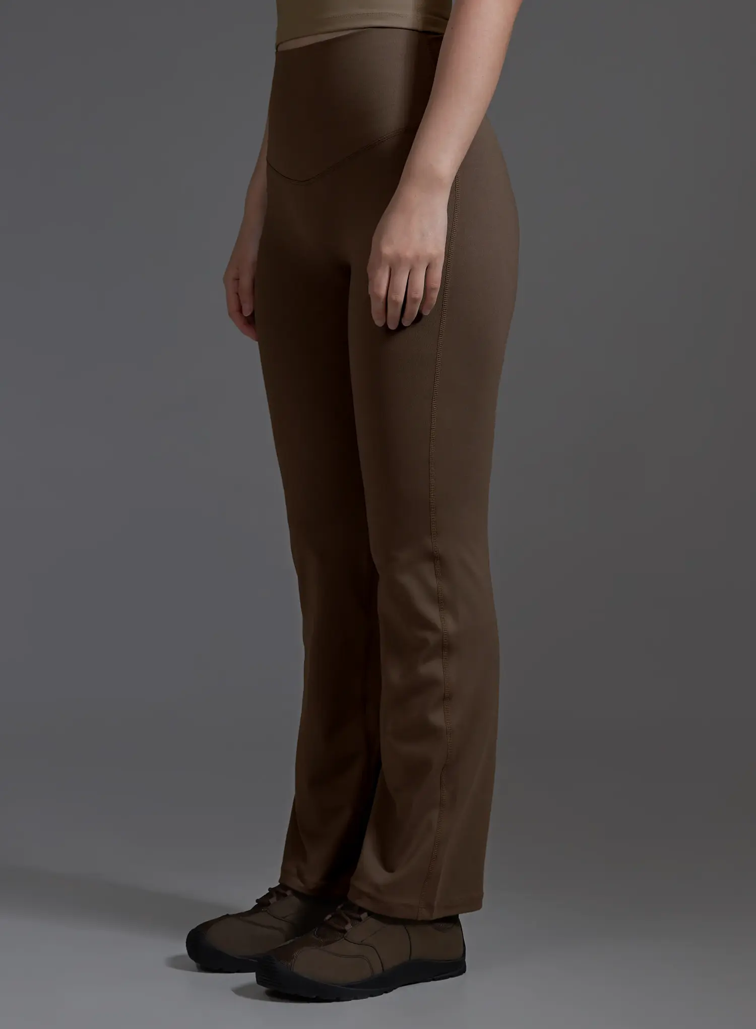 High-Waist Bootcut Flare Leggings (Brown) IO517 - Image 5